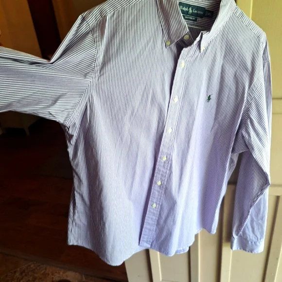 Blue Label Ralph Lauren Office Button Down Shirt in Purple and White XL - Picture 8 of 16